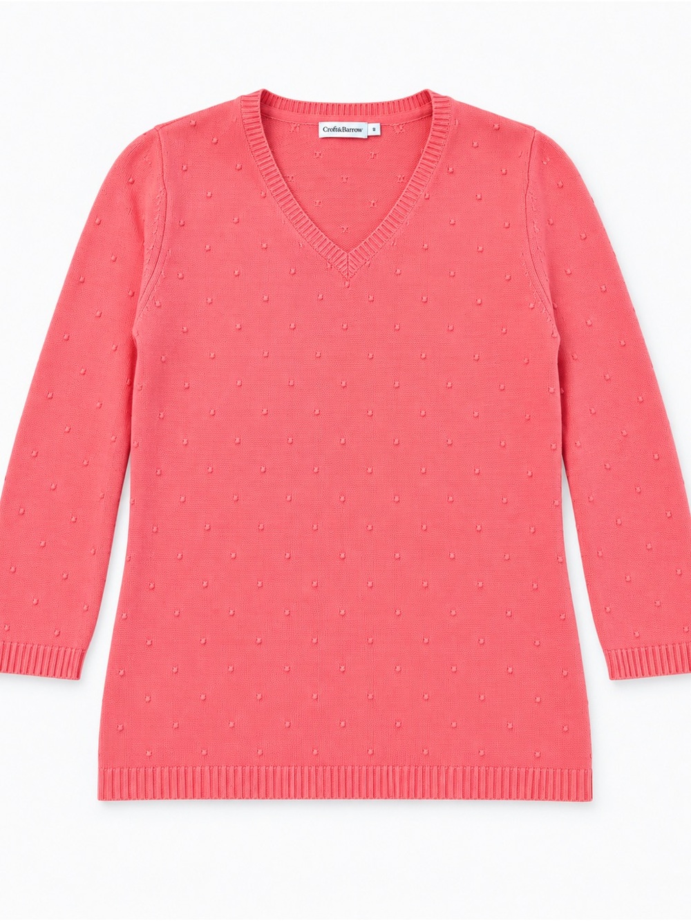 Croft & Barrow coral pink knit sweater, size XS.